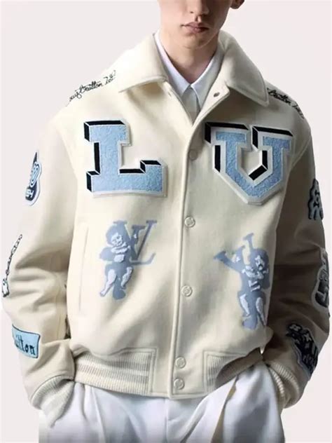 varsity lv jacket|louis vuitton white varsity jacket.